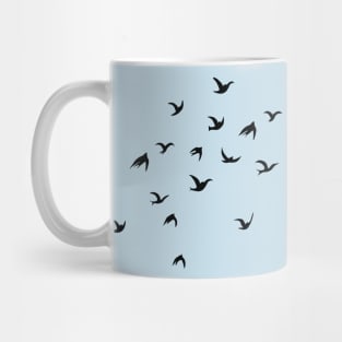 Flying Free Birds Silhouette In Black Mug